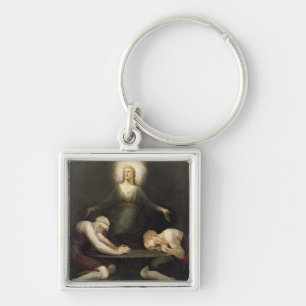 The Appearance of Christ at Emmaus, 1792 (oil on c Key Ring