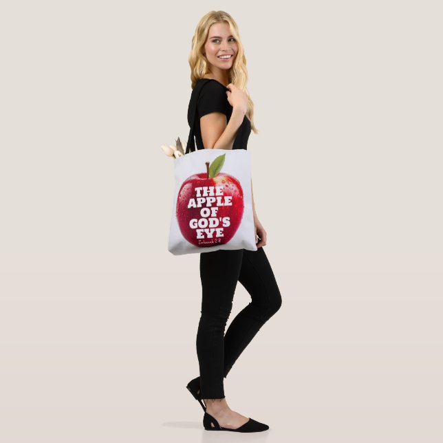 The Apple Of God's Eye White Tote Bag (On Model)
