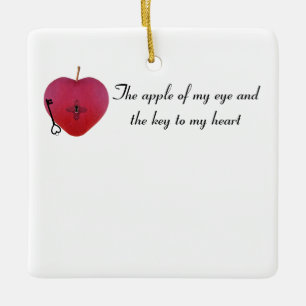 The apple of my eye and the key to my heart ceramic ornament