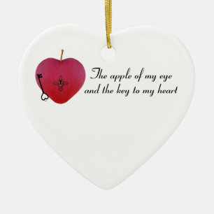 The apple of my eye and the key to my heart ceramic tree decoration