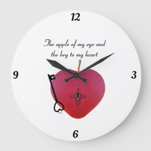 The apple of my eye and the key to my heart large clock