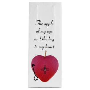 The apple of my eye and the key to my heart wine gift bag