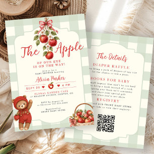 The apple of our eye all in one baby shower invitation
