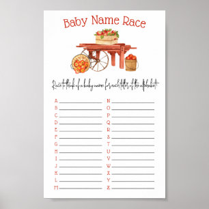 The Apple of our Eye Baby Name Race Shower Game Poster