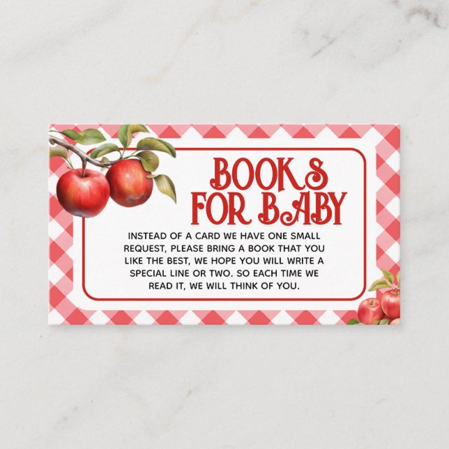 The Apple of our Eye Baby Shower Books for Baby Enclosure Card (Front)