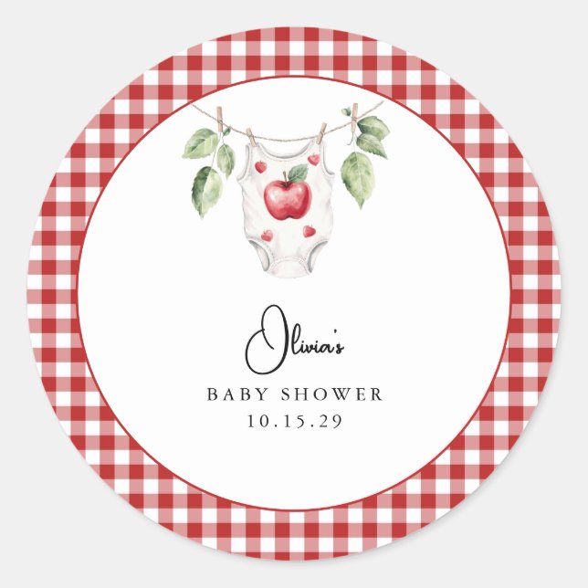 The Apple of our Eye Baby Shower  Classic Round Sticker (Front)