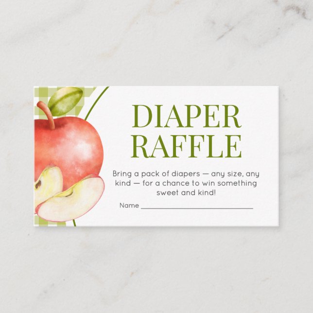 The Apple of Our Eye Baby Shower Diaper Raffle Enclosure Card (Front)
