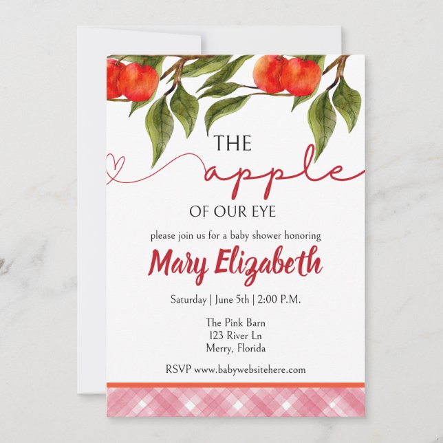 The Apple Of Our Eye Baby Shower Invitation (Front)