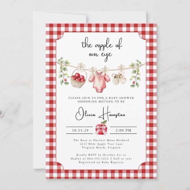 The Apple of Our Eye Baby Shower Invitation  (Front)