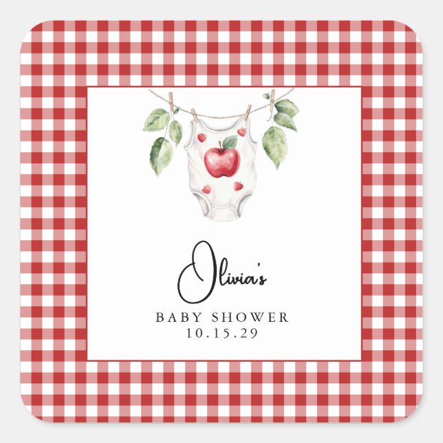The Apple of our Eye Baby Shower  Square Sticker (Front)