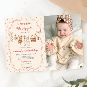 The Apple of Our Eye Clothesline Birthday Photo Invitation