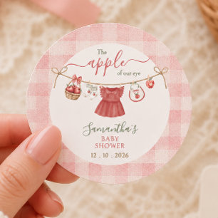 The Apple Of Our Eye clothesline dusty rose  Classic Round Sticker