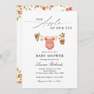 The Apple Of Our Eye Clothesline Plaid Baby Shower Invitation