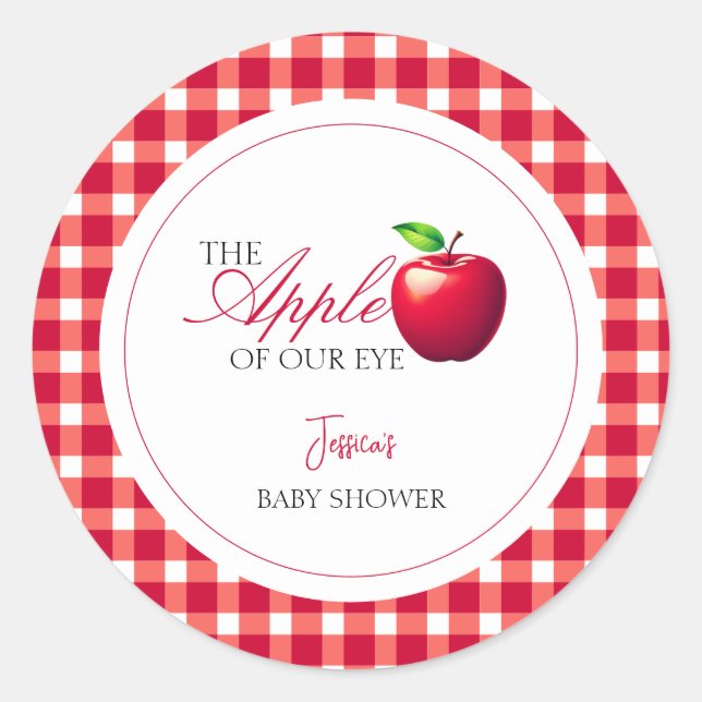 The Apple of Our Eye Fall Baby Shower  Classic Round Sticker (Front)