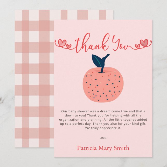 The Apple of our Eye Fall Baby Shower  Thank You Card (Front/Back)