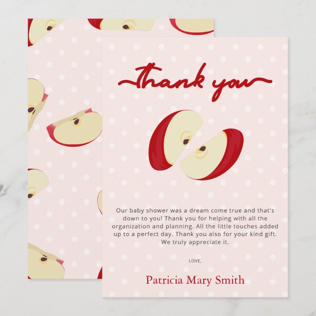 The Apple of our Eye Fall Baby Shower  Thank You Card (Front/Back)