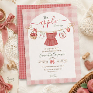 The Apple Of Our Eye Fall dusty rose Baby Shower Invitation
