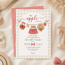 The Apple Of Our Eye Fall red gingham Baby Shower