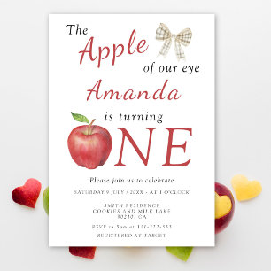 The apple of our eye First Birthday  Invitation