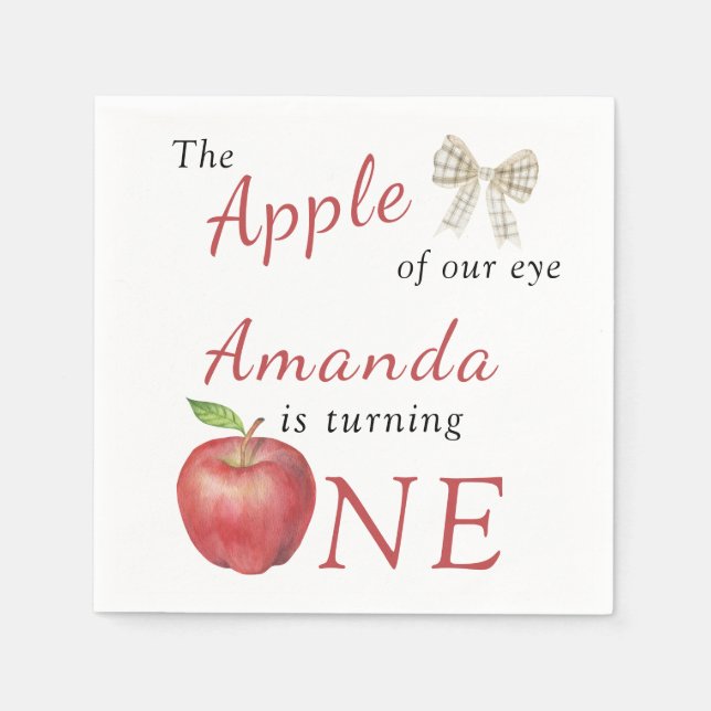 The Apple of our eye Kids Birthday Party  Napkin (Front)
