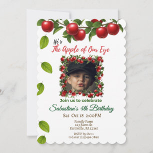 The Apple of Our Eye   Kid's Photo Birthday Invitation