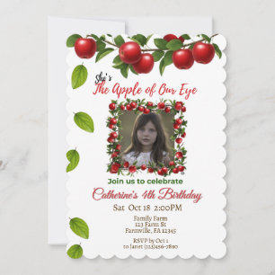 The Apple of Our Eye   Kid's Photo Birthday Invitation