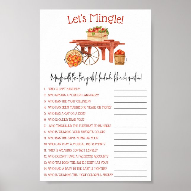 The Apple of our Eye Let's Mingle Shower Game Poster (Front)