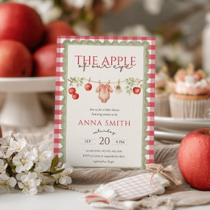 The Apple of Our Eye Red Gingham Baby Shower  Invitation