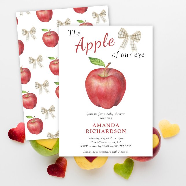 The Apple of our eye Watercolor Baby Shower Invitation (Creator Uploaded)