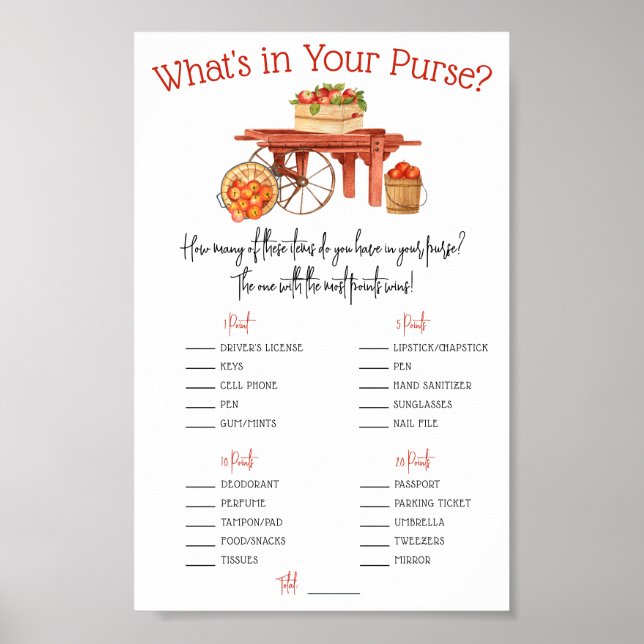 The Apple of our Eye What's in Your Purse? Game Poster (Front)