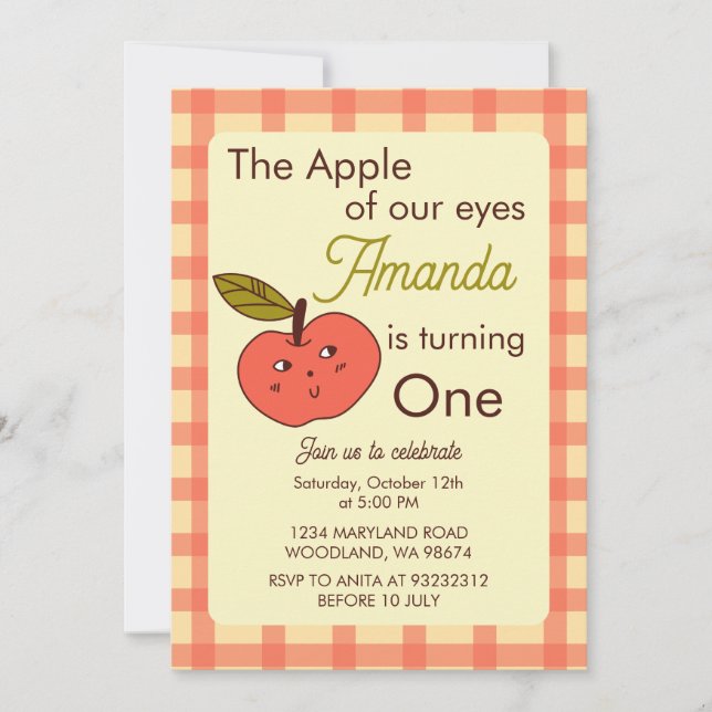 The Apple of our eyes cute red apple Invitation (Front)