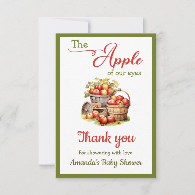 The Apple of Our Eyes Fall Harvest Baby Shower Thank You Card (Front)