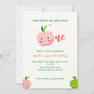 The Apple of Our Eyes first birthday Invitation