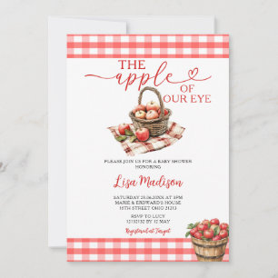 The Apple of The Eye Baby Shower Red Gingham Invitation