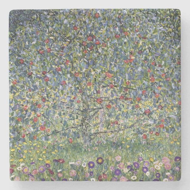 The Apple Tree (by Gustav Klimt) Stone Coaster (Front)