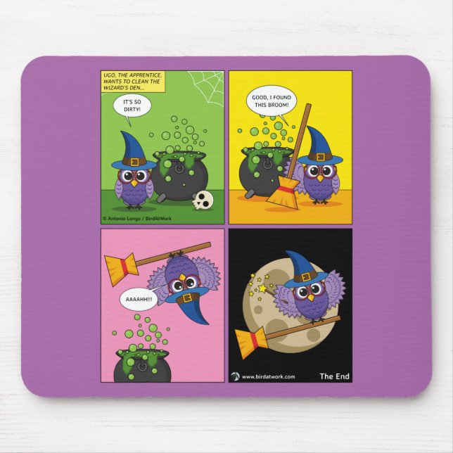 The Apprentice Wizard - Cleaning Comic Mouse Mat (Front)