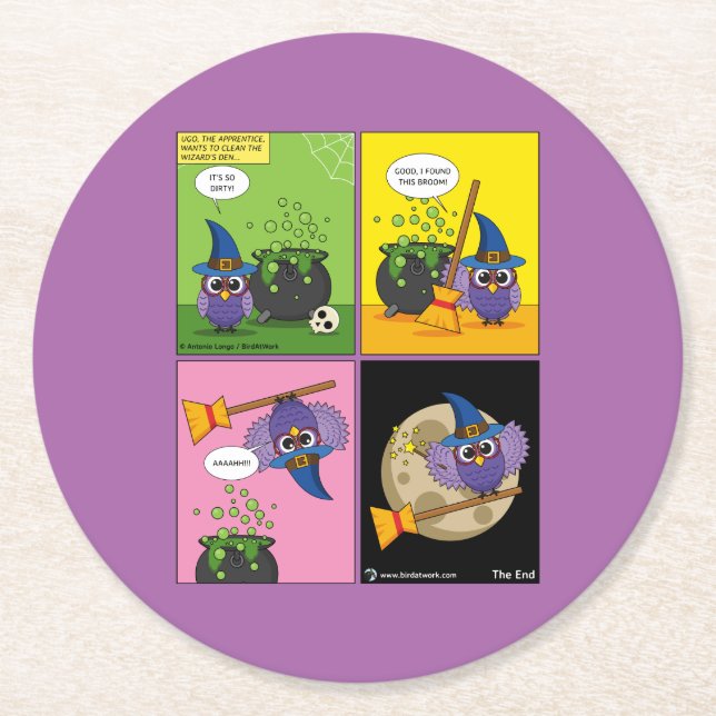 The Apprentice Wizard - Cleaning Round Paper Coaster (Front)