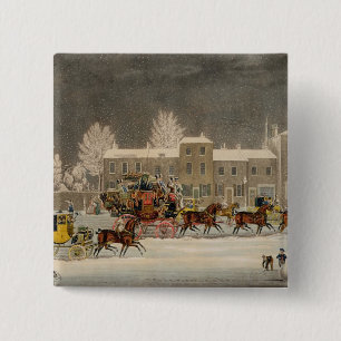 The Approach to Christmas, engraved by George Hunt 15 Cm Square Badge