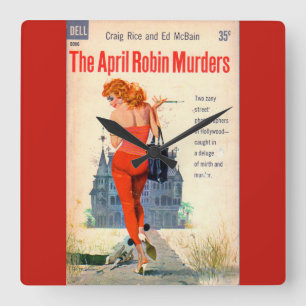 The April Robin Murders pulp novel cover Square Wall Clock