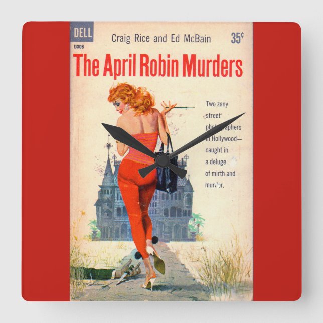 The April Robin Murders pulp novel cover Square Wall Clock (Front)