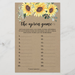 The Apron Bridal Shower Greenery Sunflowers Card