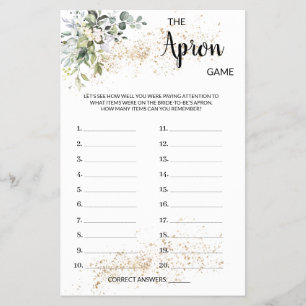 The Apron Game Herbal Bridal Shower Game Card