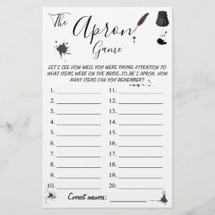 The Apron Game   Pen & Inkwell Shower Game Card