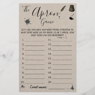 The Apron Game   Pen & Inkwell Shower Game Card