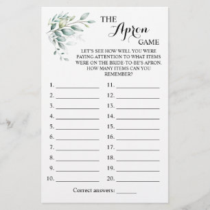 The Apron Shower Greenery Eucaliptus Game Card