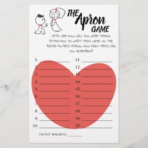The Apron Shower Wedding Couple Game Card