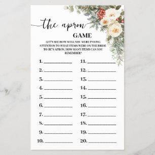 The Apron Winter Floral Bridal Shower Game Card