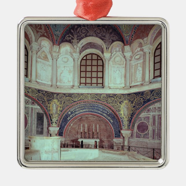 The apse with the baptismal font metal tree decoration (Front)