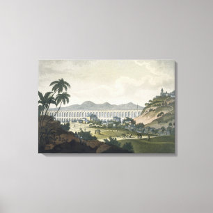 The aqueduct in Rio de Janeiro (colour engraving) Canvas Print