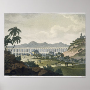 The aqueduct in Rio de Janeiro (colour engraving) Poster